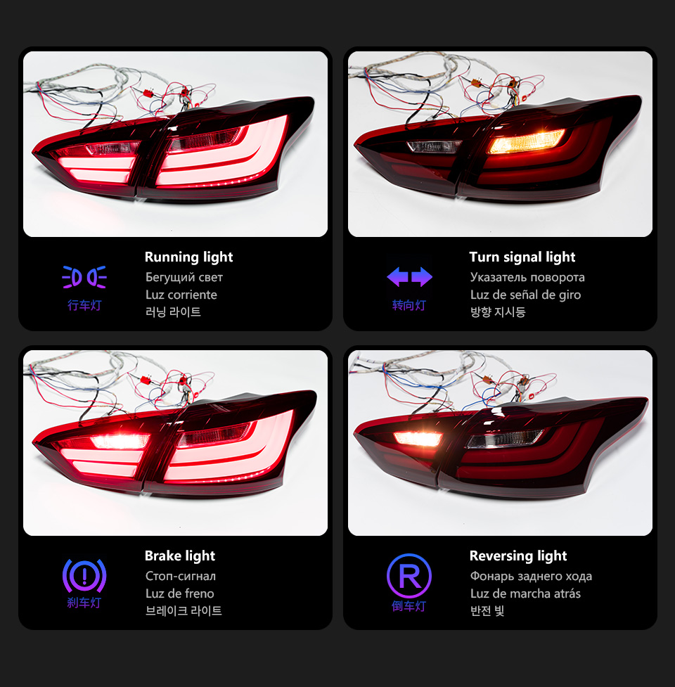 2 Colors Tail Lights For Ford Focus sedan LED Taillight 2012-2014 Turn Signal Fog Reverse Running Light Auto Rear Lamp