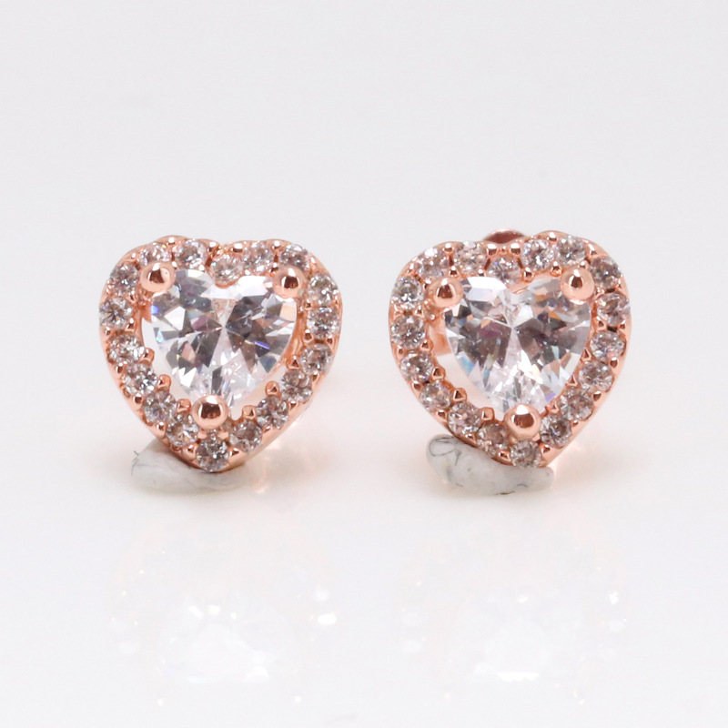 Luxurious Highlighted Heart Shape Earrings in 925 Sterling Silver - Perfect Glamour Addition for Your Wedding Day Attire