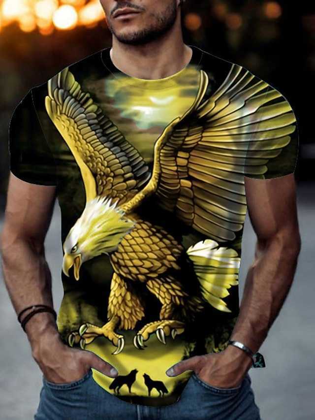 Mens T Shirt Eagle Animal Crew Neck Short Sleeve Street Print Tops Sportswear Casual Fashion Comfortable Blue Summer Spring Graphic Tees