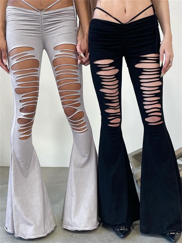 Women' Pants Tossy Summer Hollow Out Broken Ladies Long Flared High Waist Slim Solid Trousers For Women Bandage Casual Fashion, Black
Women' Pants Tossy Summer Hollow Out Broken Ladies Long Flared High Waist Slim Solid Trousers For Women Bandage Casual Fashion, Black