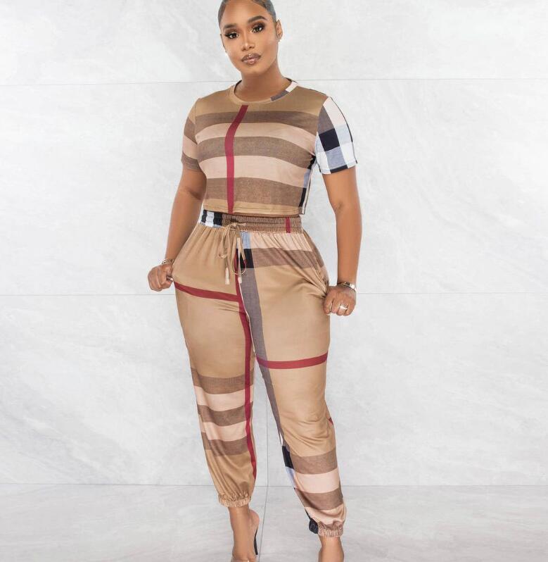 Women's Tracksuits 2023 New Fashion O-neck Short-sleeved Printed T-shirt and Lace-up Trousers Summer Workplace Business Fashion Women's Suit