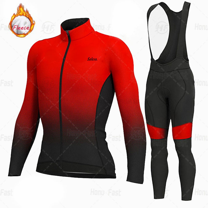 Cycling Jersey Sets Winter Cycling Jacket Bike Jersey set Men Thermal Fleece Long Sleeve Cycling Clothing MTB Sportswear Bicycle Ride Uniform 230525