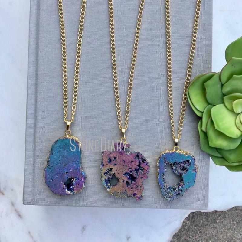 Chains NM14761 Rainbow Agate Geode Free Form Slice Pendant Gold Plated Chain Necklace Boho Bohemian Layering Jewelry
Chains NM14761 Rainbow Agate Geode Free Form Slice Pendant Gold Plated Chain Necklace Boho Bohemian Layering Jewelry