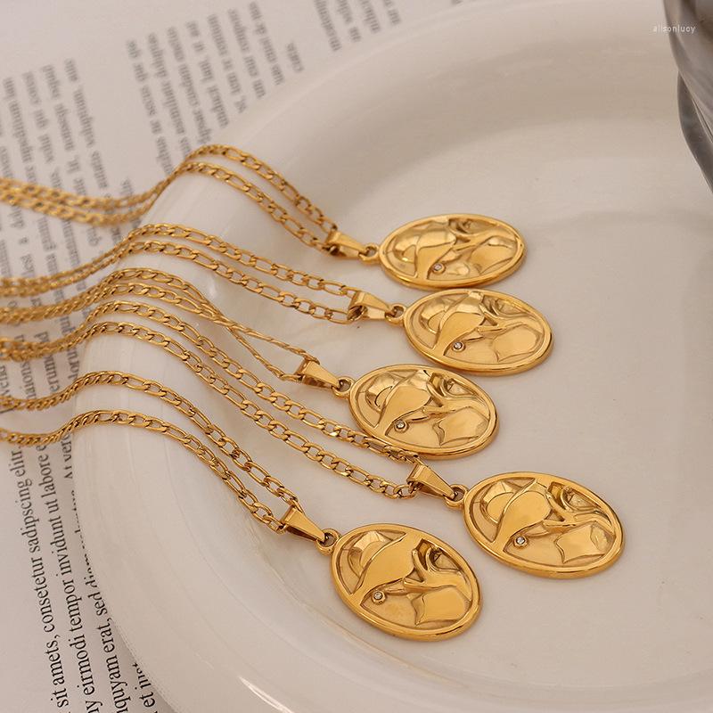 Chains 2023 Carving Portrait Necklace For Women's Relief Oval Inlaid Zircon Pendant Stainless Steel Tarnish Free Jewelry
Chains 2023 Carving Portrait Necklace For Women's Relief Oval Inlaid Zircon Pendant Stainless Steel Tarnish Free Jewelry