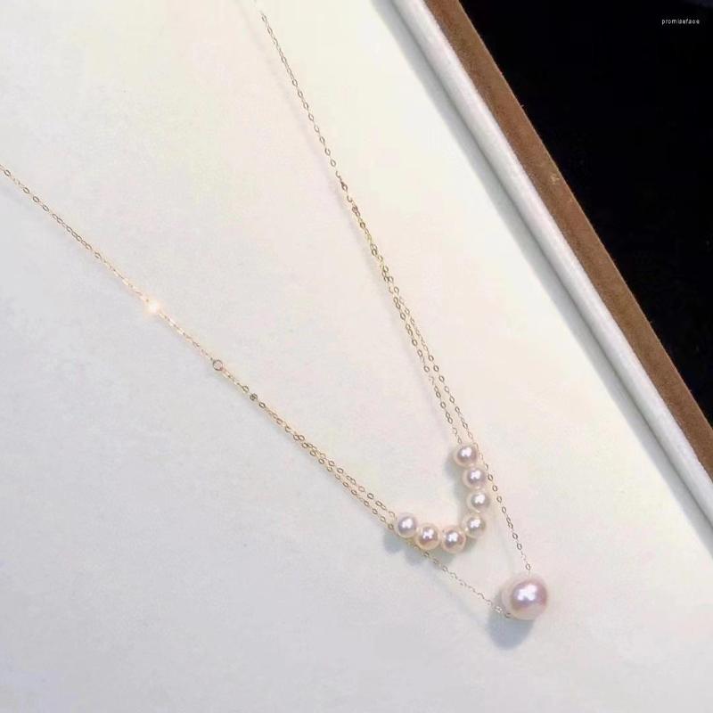 Chains SMILE Real Natural Freshwater Pearl 18K Gold Double Layer Necklace Au750 Women's Chain Set Boutique Jewelry Gift XL0034
Chains SMILE Real Natural Freshwater Pearl 18K Gold Double Layer Necklace Au750 Women's Chain Set Boutique Jewelry Gift XL0034