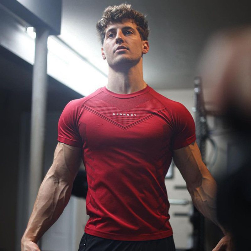 Mens TShirts Gyms T Shirts Quick Dry Running Shirt Compression Fitness Male Gym Workout Tights Short Sleeve Summer Sports Tshirt 230524