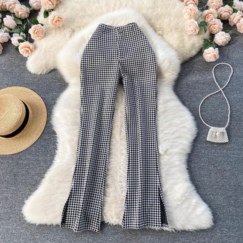 Women's Pants Houndstooth Print Long High Waist Vintage Trousers Women 2023 Spring Autumn Slim Split Hem Casual Female Patns, White
Women's Pants Houndstooth Print Long High Waist Vintage Trousers Women 2023 Spring Autumn Slim Split Hem Casual Female Patns, White