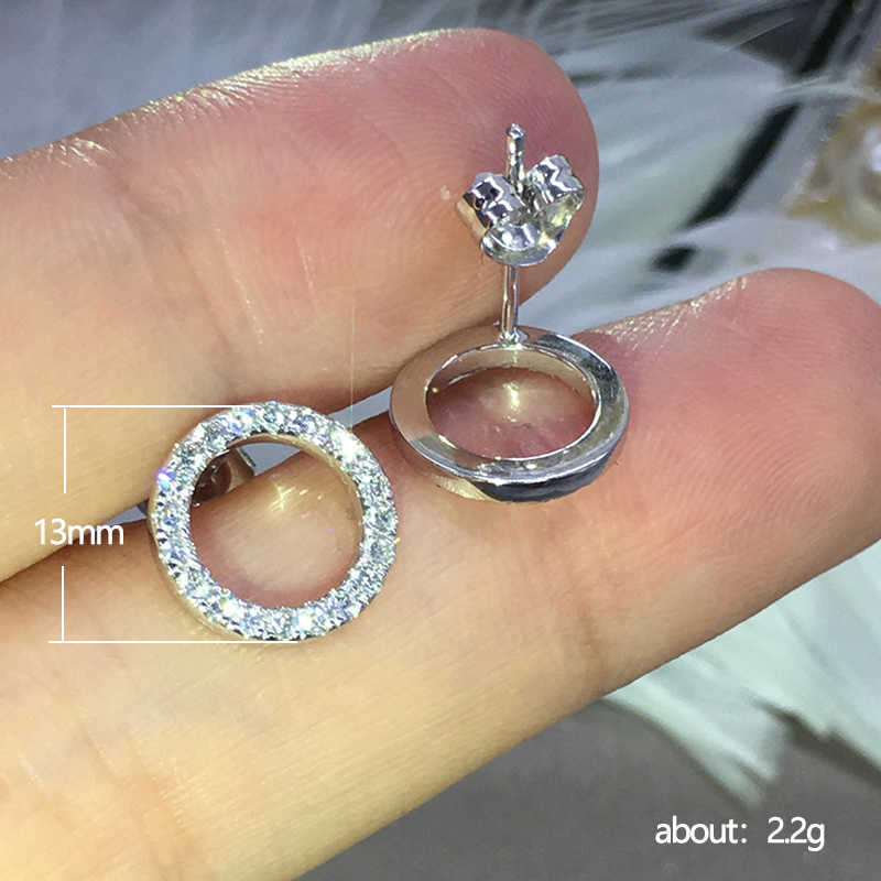 Charm Fashion Versatile Dazzling Circle Stud Earrings with Crystal Cubic Zirconia Minimalist Earrings for Teens Women's Jewelry G230307