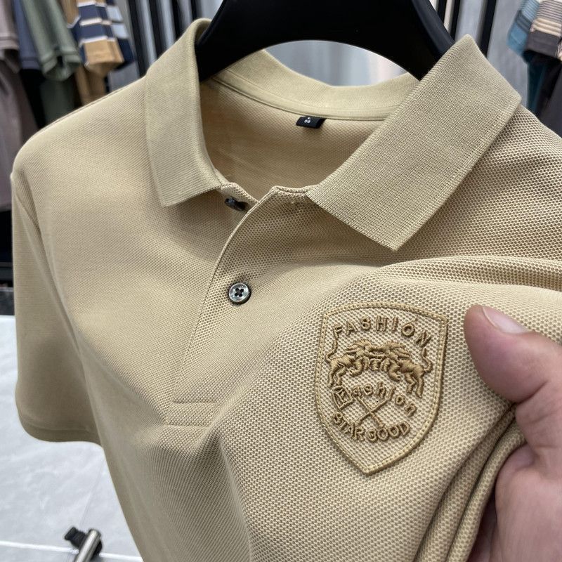 Mens Polos High Quality Mens Embroidered Polo Shirt Spring/Summer High End Business Casual Sports Polo Neck Short Sleeve T-shirt 230524