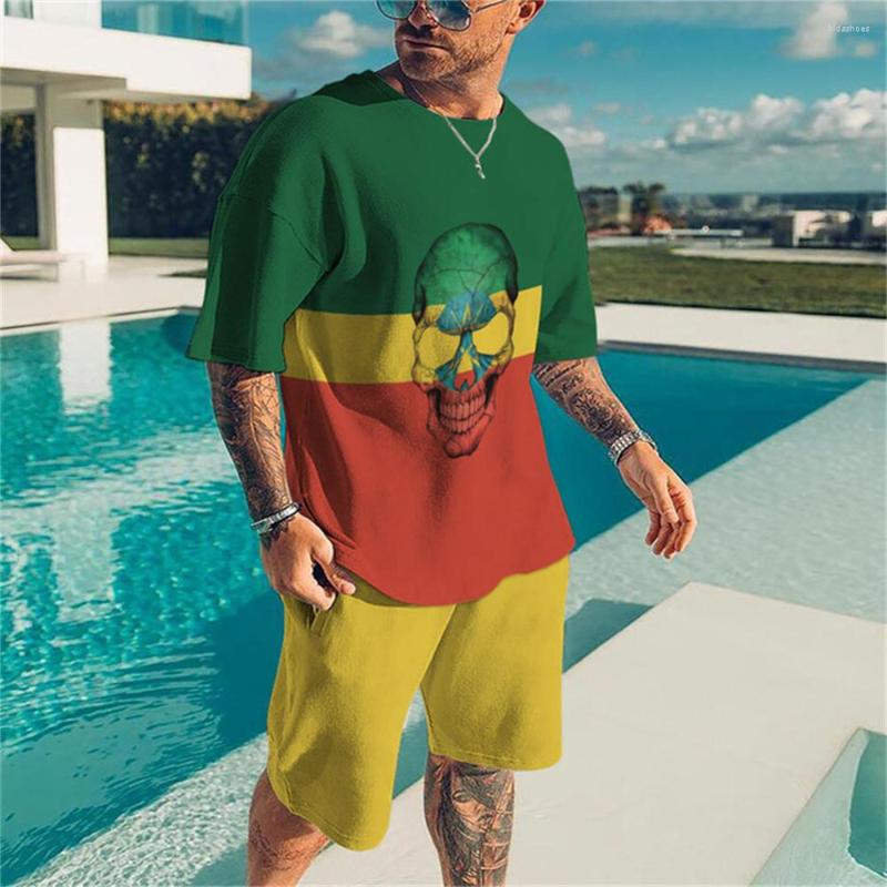 Men's Tracksuits Summer 3D Printed Men's T-shirt Short Sleeve Shorts Scary Skull Pattern Flag Tracksuit Bump Color Daily Casual Sports
Men's Tracksuits Summer 3D Printed Men's T-shirt Short Sleeve Shorts Scary Skull Pattern Flag Tracksuit Bump Color Daily Casual Sports