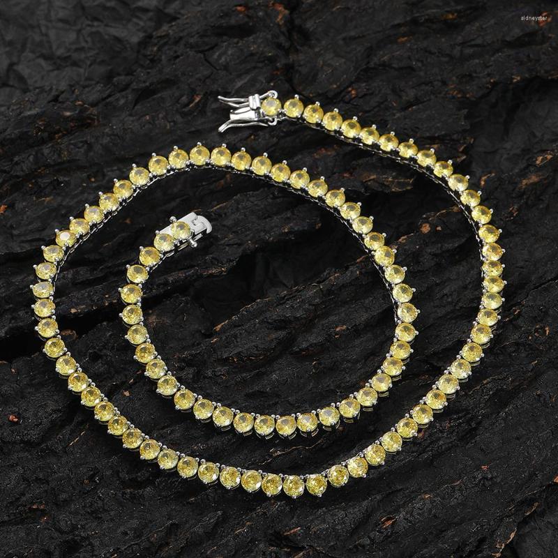 Chains EYIKA 3mm 4mm Brass 3 Prong Setting Iced Out CZ Tennis Chain Necklace Round Yellow Zircon Women Men Hiphop Jewelry Gift
Chains EYIKA 3mm 4mm Brass 3 Prong Setting Iced Out CZ Tennis Chain Necklace Round Yellow Zircon Women Men Hiphop Jewelry Gift