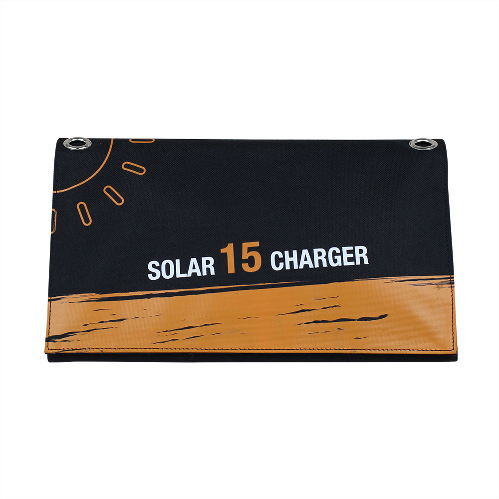 15W solar foldable bag portable charging board waterproof outdoor camping mobile phone charging bank (5V dual USB output ports)
15W solar foldable bag portable charging board waterproof outdoor camping mobile phone charging bank (5V dual USB output ports)