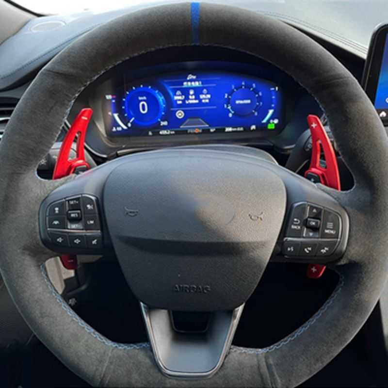 Steering Wheel Covers Genuine Leather Suede Braid Customized Car Steering Wheel Cover For Ford Focus ST ST-Line 2019-2020 Fiesta ST ST-Line 2018-2019 