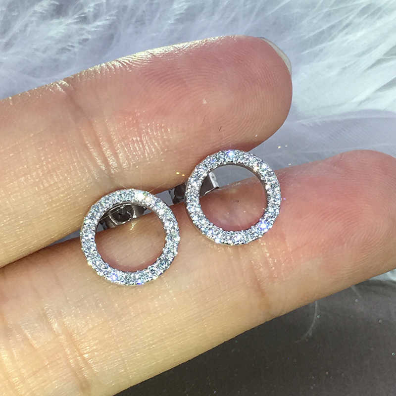 Charm Fashion Versatile Dazzling Circle Stud Earrings with Crystal Cubic Zirconia Minimalist Earrings for Teens Women's Jewelry G230307