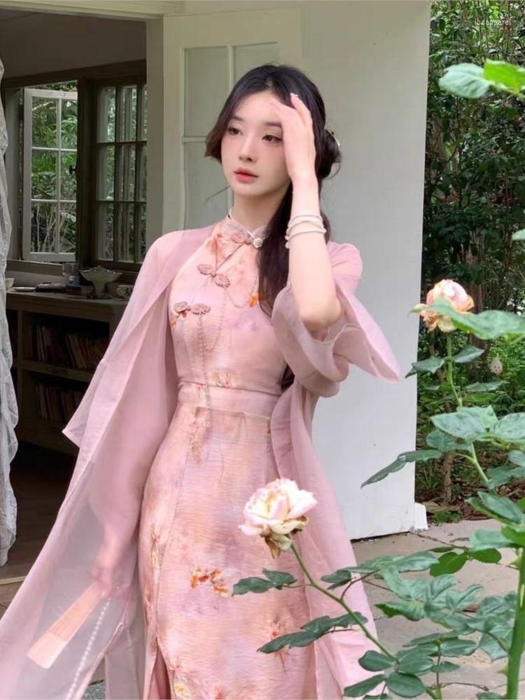 Casual Dresses Young Girl Cheongsam Dress Chinese Style Improved Modern Sexy Qipao Sleeveless Vintage Print Floral Women Elagant Party, Pink
Casual Dresses Young Girl Cheongsam Dress Chinese Style Improved Modern Sexy Qipao Sleeveless Vintage Print Floral Women Elagant Party, Pink