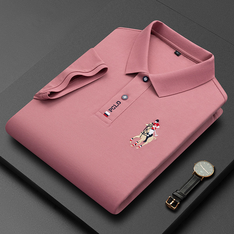 Men's Polos Fashion Embroidery Polo Shirt Men's Short Sleeved T-shirt Summer Solid Color Lapel Casual Half Sleeve Polo Shirt 230525