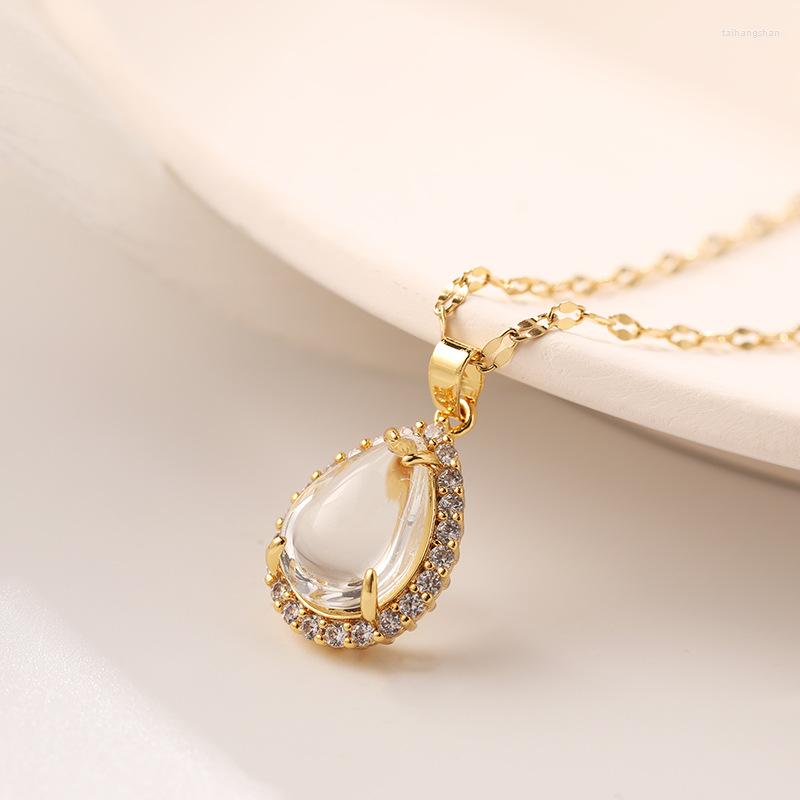 Pendant Necklaces Korean Transparent Crystal Water Drop Women Trendy Stainless Steel Female Clavicle Chain Jewelry Wholesale
Pendant Necklaces Korean Transparent Crystal Water Drop Women Trendy Stainless Steel Female Clavicle Chain Jewelry Wholesale