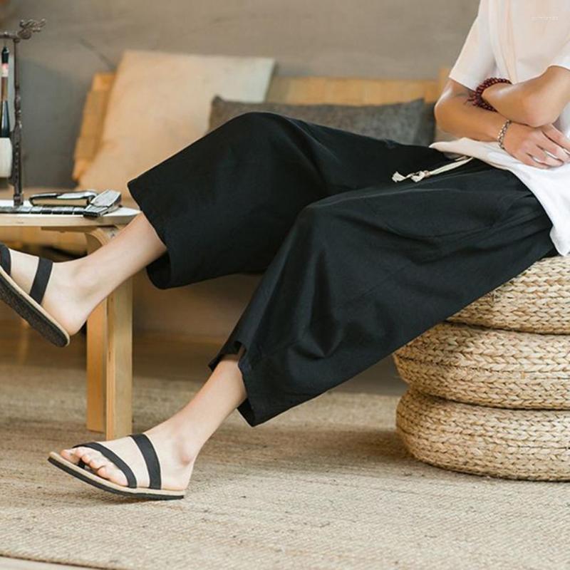 Men's Pants Men Summer Drawstring Elastic Waist Cropped Solid Color Mid-calf Length Trousers Pockets Wide Leg Beach Pant, Black
Men's Pants Men Summer Drawstring Elastic Waist Cropped Solid Color Mid-calf Length Trousers Pockets Wide Leg Beach Pant, Black