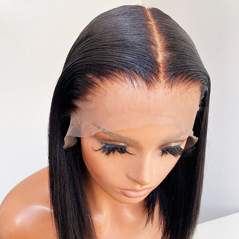 Free shipping Green Front Human Wig Colored 13X4 Lace Frontal Short Bob Synthetic Wigs Cosplay Drag Queen Pre-plucked Baby Hair Summer
