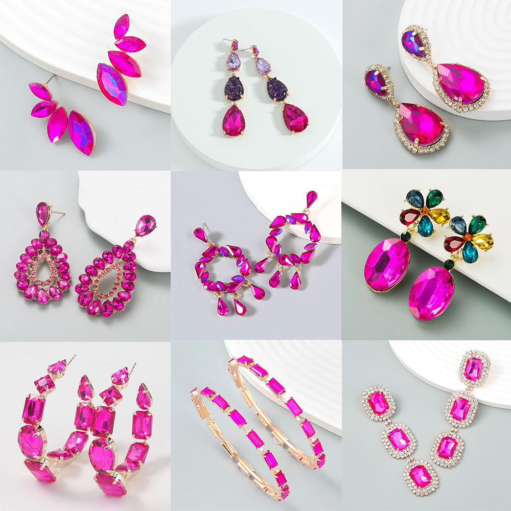 Luxury Flowers Fuchsia White Crystals Drop Earrings for Women Engagement Party Zircon Jewelry
Luxury Flowers Fuchsia White Crystals Drop Earrings for Women Engagement Party Zircon Jewelry