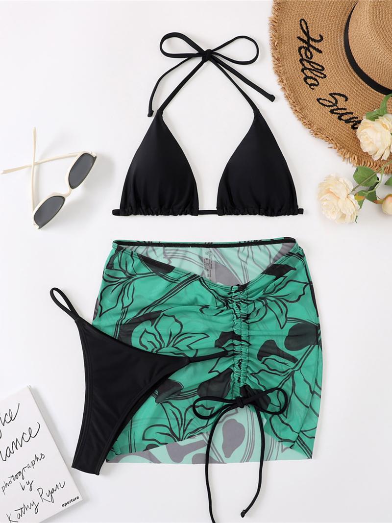 Women' Swimwear Sexy Halter With Printed Skirt Bikini Female Swimsuit Women Three-pieces Set Bather Bathing Suit Swim Lady K3891Women, Black green
Women' Swimwear Sexy Halter With Printed Skirt Bikini Female Swimsuit Women Three-pieces Set Bather Bathing Suit Swim Lady K3891Women, Black green