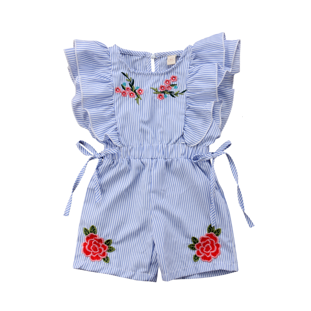 Rompers Toddler Kids Baby Girl Flower Stripe Ruffle Romper Jumpsuit Outfits Clothes 230525