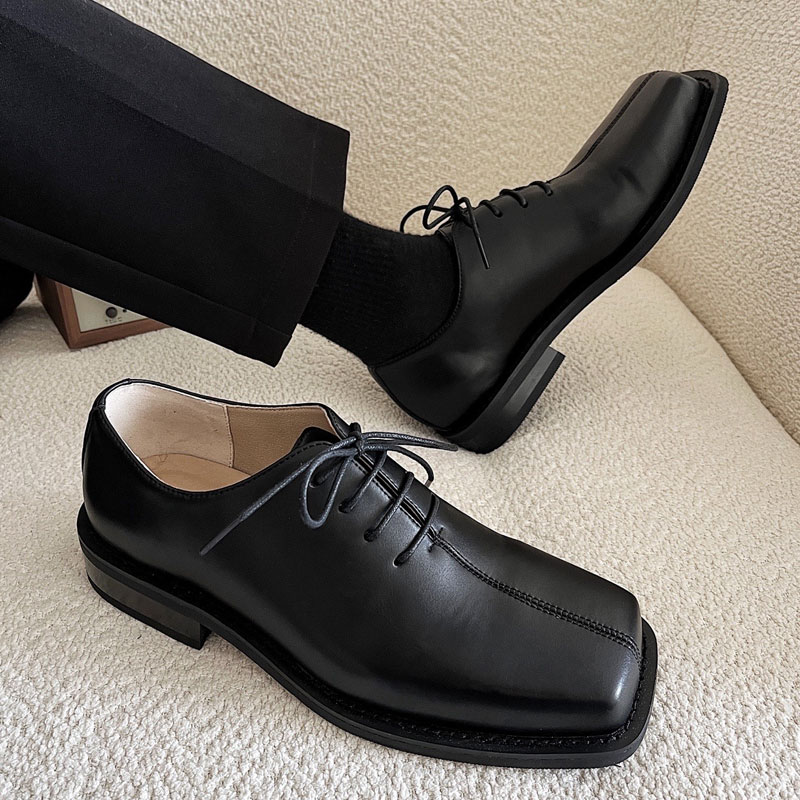 Black Square Toe Leather Shoes Men Lace up Fashion Derby Shoe Thick heel Formal Business Shoe
Black Square Toe Leather Shoes Men Lace up Fashion Derby Shoe Thick heel Formal Business Shoe