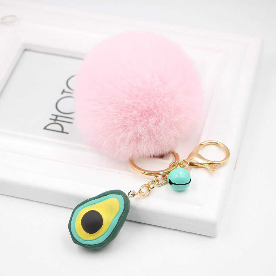 Key Rings Hot selling geometric fruit serve avocado plush decorative bag pendant women's key chain G230525