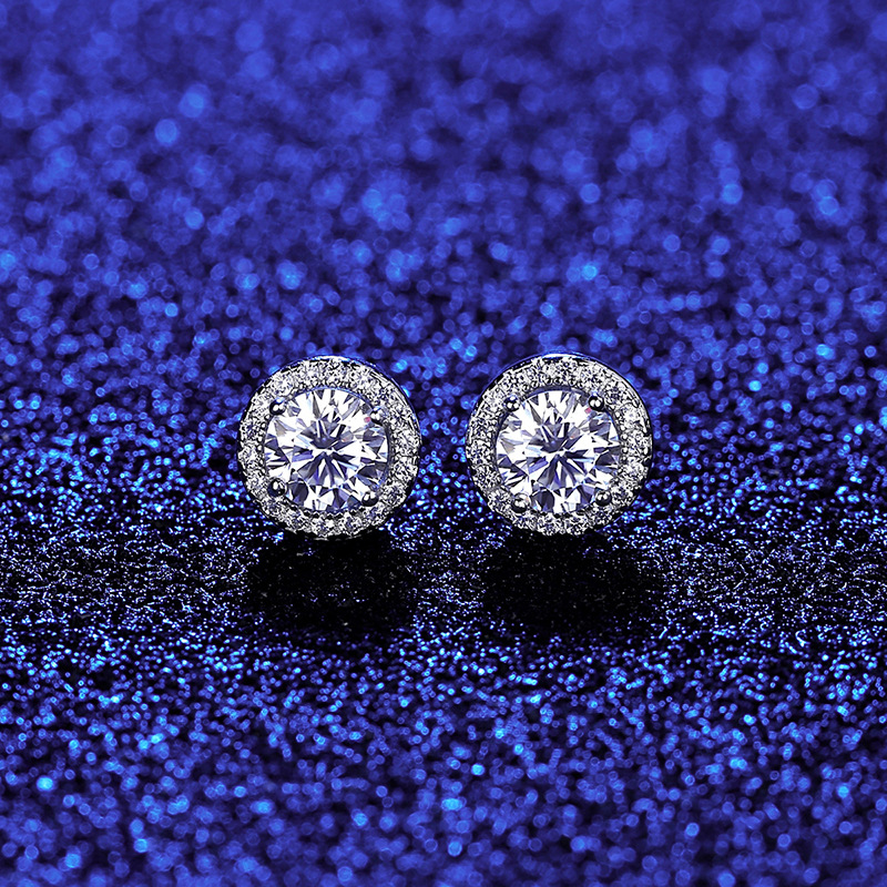 Stud Earrings Fashion Women Crystal Stud Alloy Shiny Diamond Stud Earrings Designer Round Earrings Luxury Jewelry Party Gift