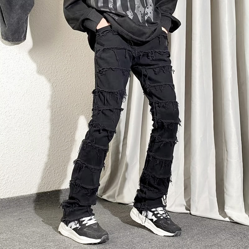Men's Jeans Grunge Clothes Y2K Streetwear Stacked Slim Jeans Flared Pants Men Black Hip Hop Straight Women Long Trousers Pantalon Homme 230524