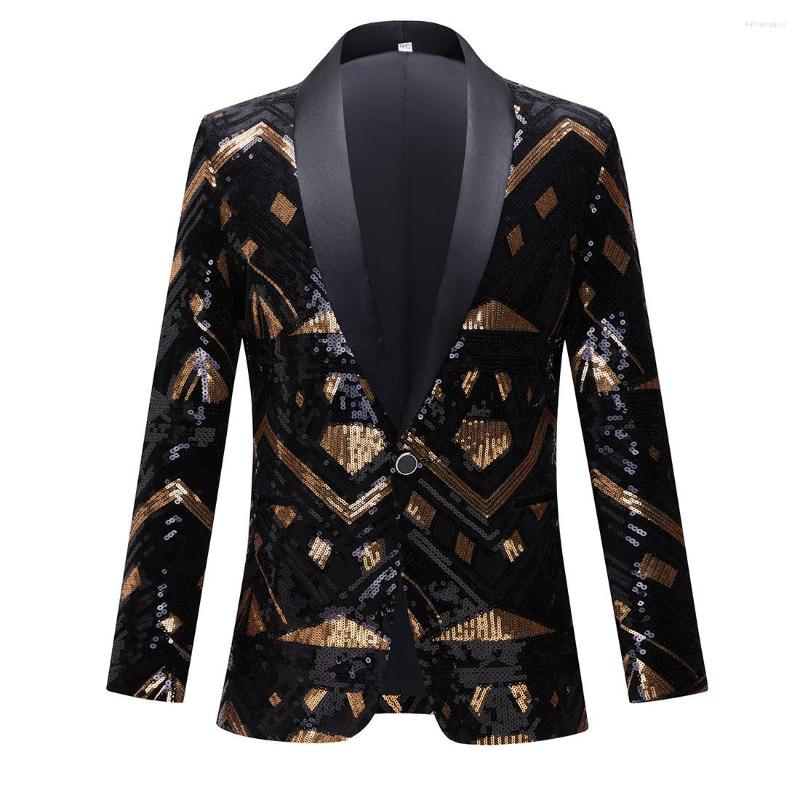 Men's Suits Men's Stylish Pattern Blazers Black Golden Sequins Suit Jacket Party Wedding Banquet Nightclub Singers Blazer
Men's Suits Men's Stylish Pattern Blazers Black Golden Sequins Suit Jacket Party Wedding Banquet Nightclub Singers Blazer