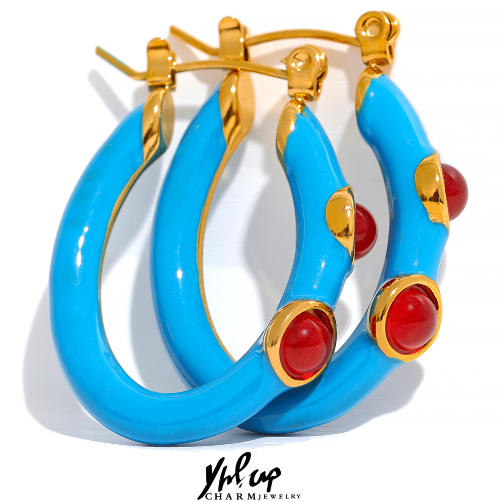 Yhpup 2023 New Enamel Agate Natural Stone Stainless Steel Unusual Hoop Earrings Waterproof Blue White Black Fashion Jewelry Gift
Yhpup 2023 New Enamel Agate Natural Stone Stainless Steel Unusual Hoop Earrings Waterproof Blue White Black Fashion Jewelry Gift