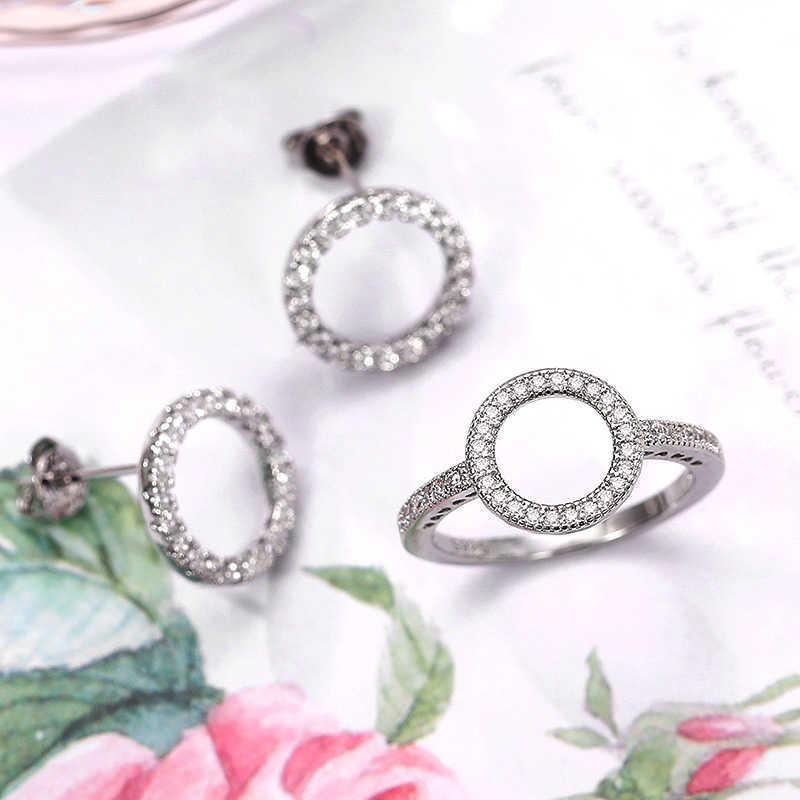 Charm Fashion Versatile Dazzling Circle Stud Earrings with Crystal Cubic Zirconia Minimalist Earrings for Teens Women's Jewelry G230307