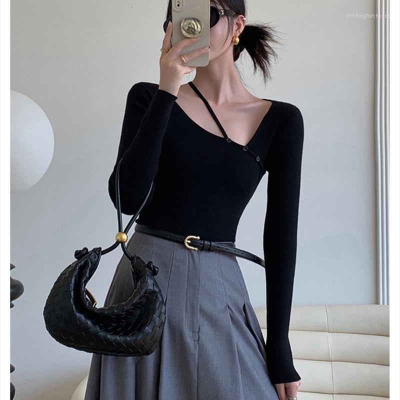 Women's Sweaters 2023 Autumn Women's Niche Design Collarbone Solid Color Pure Style Short Bottomed Sweater, Black
Women's Sweaters 2023 Autumn Women's Niche Design Collarbone Solid Color Pure Style Short Bottomed Sweater, Black