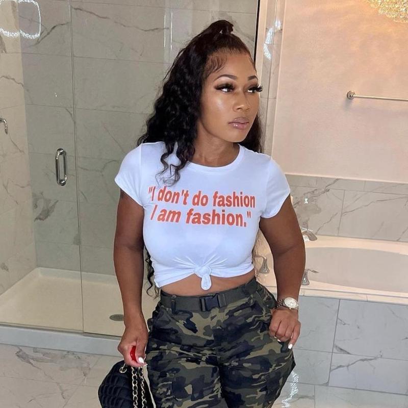 Women' T Shirts Slim Fit Sexy Women Clothing 2023 Summer Printed Letter Short Sleeve Street Trendy T-shirt Top, Black
Women' T Shirts Slim Fit Sexy Women Clothing 2023 Summer Printed Letter Short Sleeve Street Trendy T-shirt Top, Black