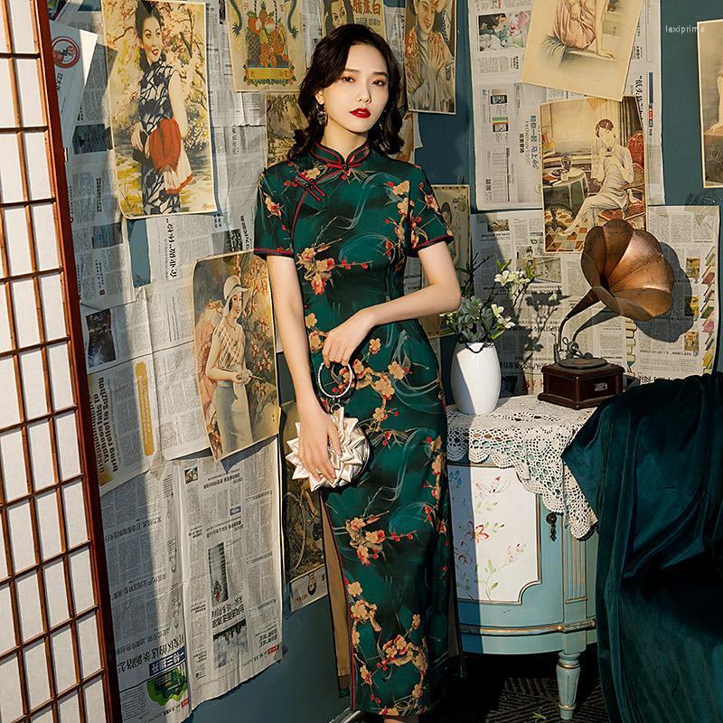 Ethnic Clothing 2023 Improved Chinese Traditional Long Cheongsam For Women Elegant Short Sleeve Flower Printing Retro Qipao Party Dress G792
Ethnic Clothing 2023 Improved Chinese Traditional Long Cheongsam For Women Elegant Short Sleeve Flower Printing Retro Qipao Party Dress G792