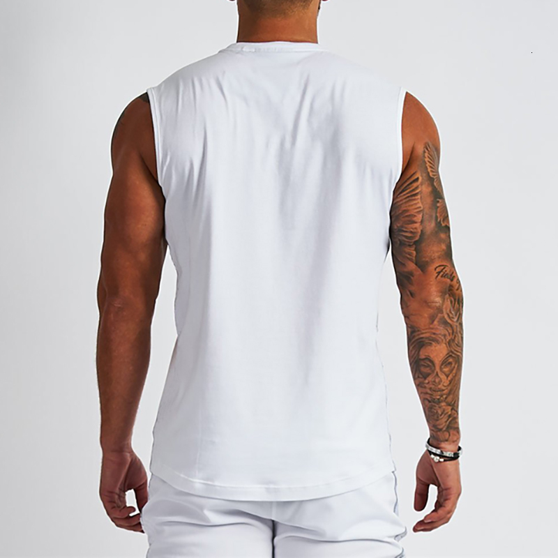 Mens Tank Tops Plain Cotton Vneck Fitness Top Men Summer Muscle Vest Gym Clothing Bodybuilding Sleeveless Shirt Workout Sports Singlets 230524