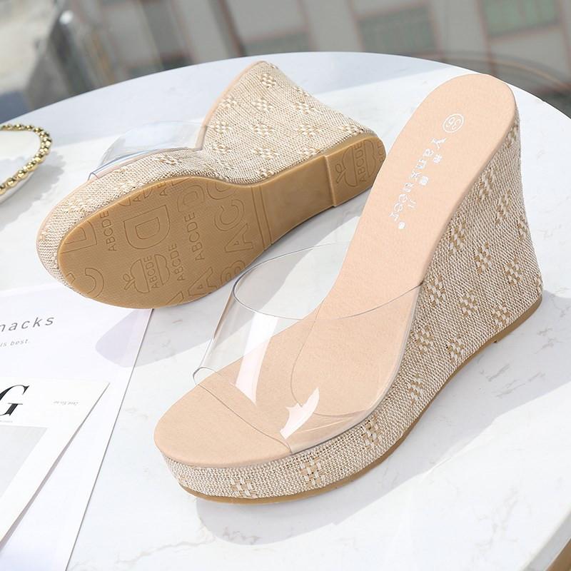Slippers Large Size 40 Women's Shoes Summer Fashion Sexy Waterproof Platform Slope With High Transparent Sandals And, Apricot
Slippers Large Size 40 Women's Shoes Summer Fashion Sexy Waterproof Platform Slope With High Transparent Sandals And, Apricot