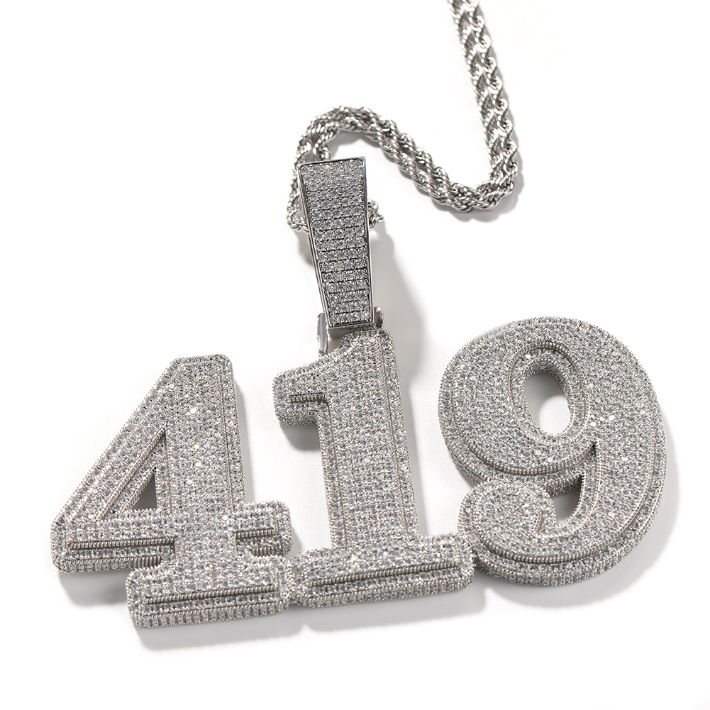 Custom Bold Letters Name Pendant Necklace Micro Paved Out Cubic Zirconia Chain Necklace Hiphop Jewelry