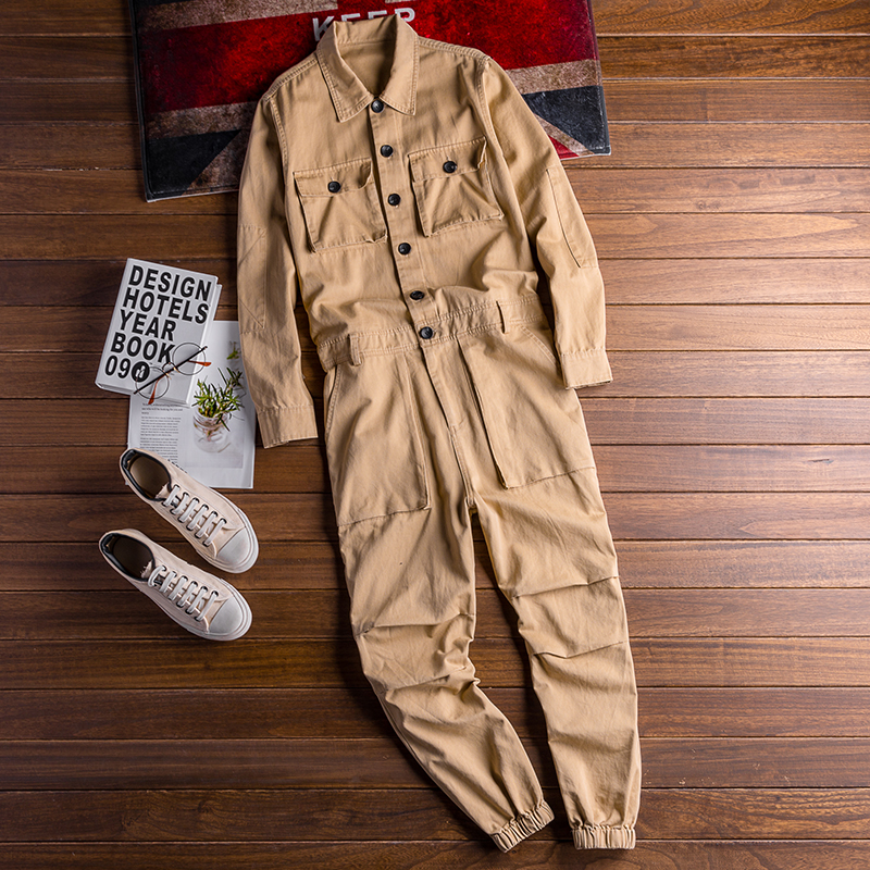 Men's Spring Overalls: Casual Jumpsuit Romper With Multi Pockets For Streetwear Fashion