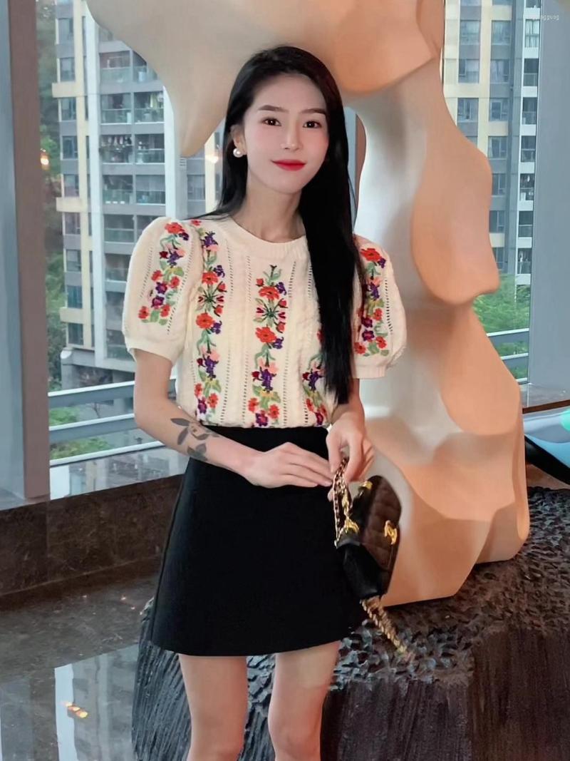 Women's Sweaters Hook Flower Embroidery Knitted Sweater T-shirt Women 2023 Summer Puff Sleeve Pullovers Korean Fashion Knitwear Crop Tops, White
Women's Sweaters Hook Flower Embroidery Knitted Sweater T-shirt Women 2023 Summer Puff Sleeve Pullovers Korean Fashion Knitwear Crop Tops, White