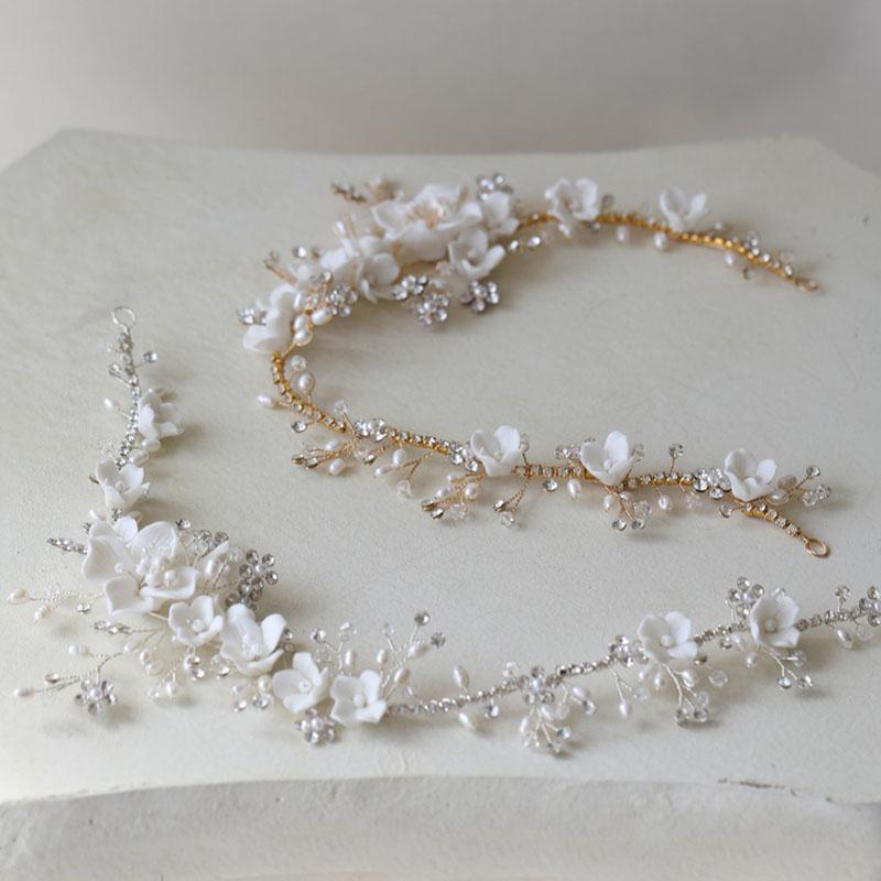 Hair Clips & Barrettes Ins Porcelain Flower Bridal Headband Vine Freshwater Pearls Wedding Jewelry Gold Silver Color Women Headpiece
Hair Clips & Barrettes Ins Porcelain Flower Bridal Headband Vine Freshwater Pearls Wedding Jewelry Gold Silver Color Women Headpiece