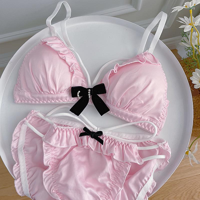 Bras Sets Kawaii Women Bralette Push Up Brassiere Sexy Bow Bra French Lingerie Female And Panty Set Thin Ruffles Lace Underwear, Pink
Bras Sets Kawaii Women Bralette Push Up Brassiere Sexy Bow Bra French Lingerie Female And Panty Set Thin Ruffles Lace Underwear, Pink