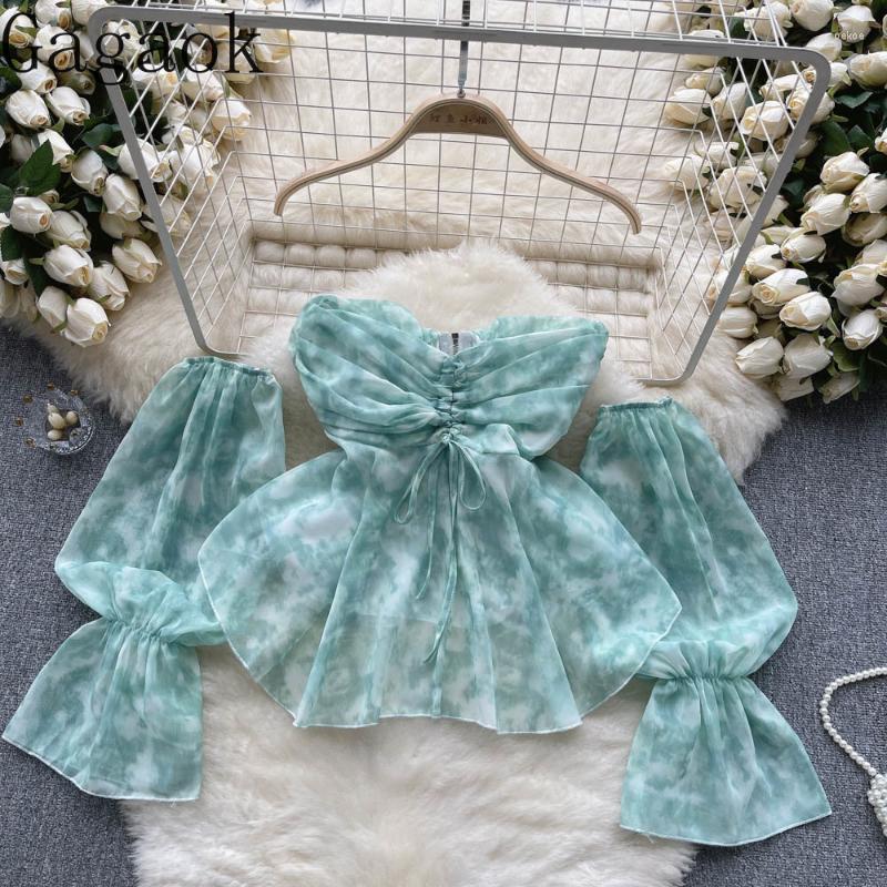 Women's Blouses Gagaok French Tie Dyed Floral Chiffon Shirt For Women's Summer Sweet And Spicy Style Off Shoulder Zipper Short Top, Light green
Women's Blouses Gagaok French Tie Dyed Floral Chiffon Shirt For Women's Summer Sweet And Spicy Style Off Shoulder Zipper Short Top, Light green
