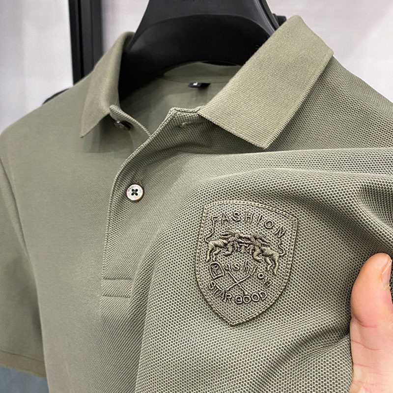 Mens Polos High Quality Mens Embroidered Polo Shirt Spring/Summer High End Business Casual Sports Polo Neck Short Sleeve T-shirt 230524