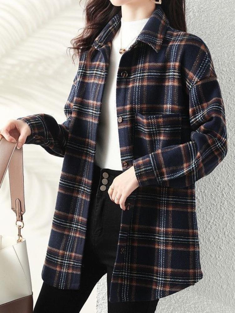 Women's Blouses Check Shirt Women's Long Sleeve Chic Vintage Casual Lapel Turn-down Fashionable Collar Plaid Classic Single Breasted, Blue
Women's Blouses Check Shirt Women's Long Sleeve Chic Vintage Casual Lapel Turn-down Fashionable Collar Plaid Classic Single Breasted, Blue