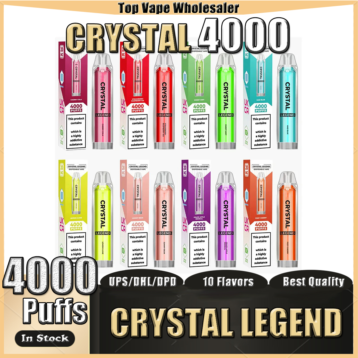 Crystal Legend 4000 Puffs 2% Disposable E Cigarettes Vape Pen Without Sky Ski Ske Logo 1500mAh Battery Vaporizer Stick Vapor Kit Bars Pre Filled Cartridge Device
Crystal Legend 4000 Puffs 2% Disposable E Cigarettes Vape Pen Without Sky Ski Ske Logo 1500mAh Battery Vaporizer Stick Vapor Kit Bars Pre Filled Cartridge Device