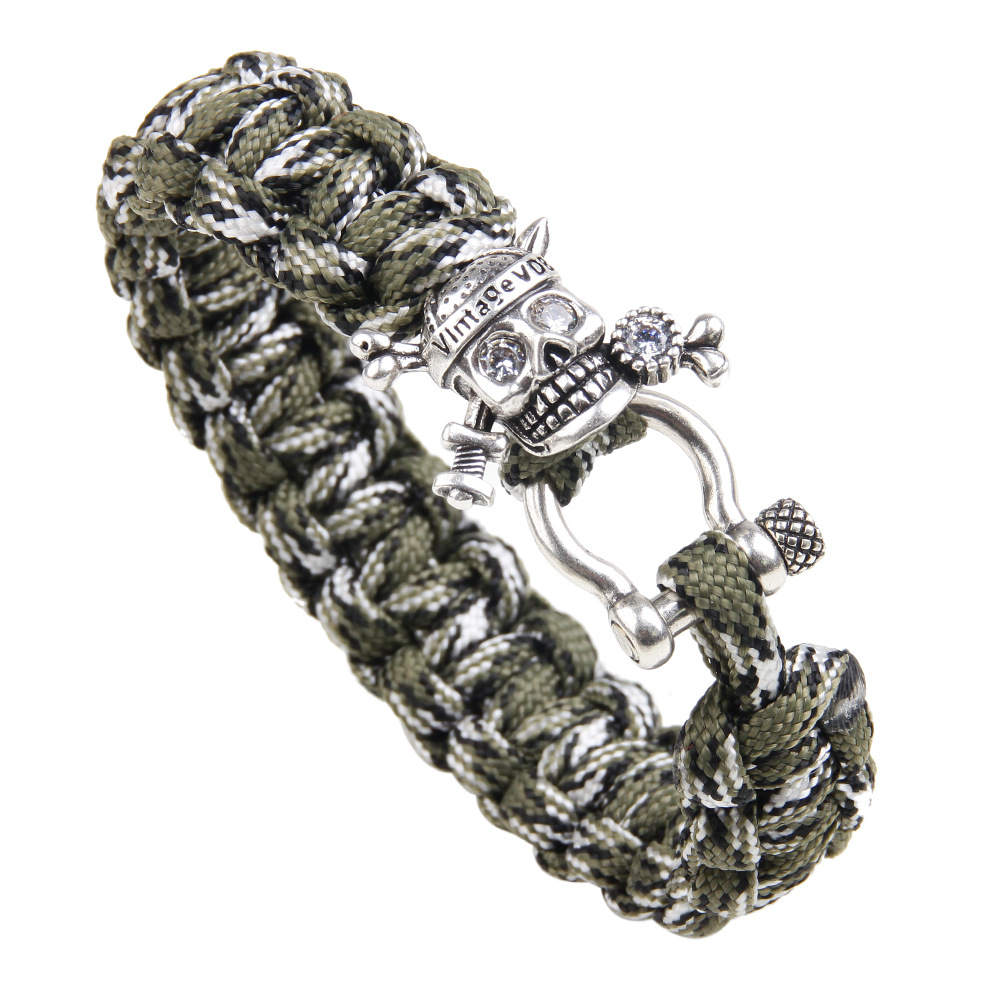Steampunk Style Vintage Skull Charm Bracelet Handmade Paracord Bracelets Personality Jewelry