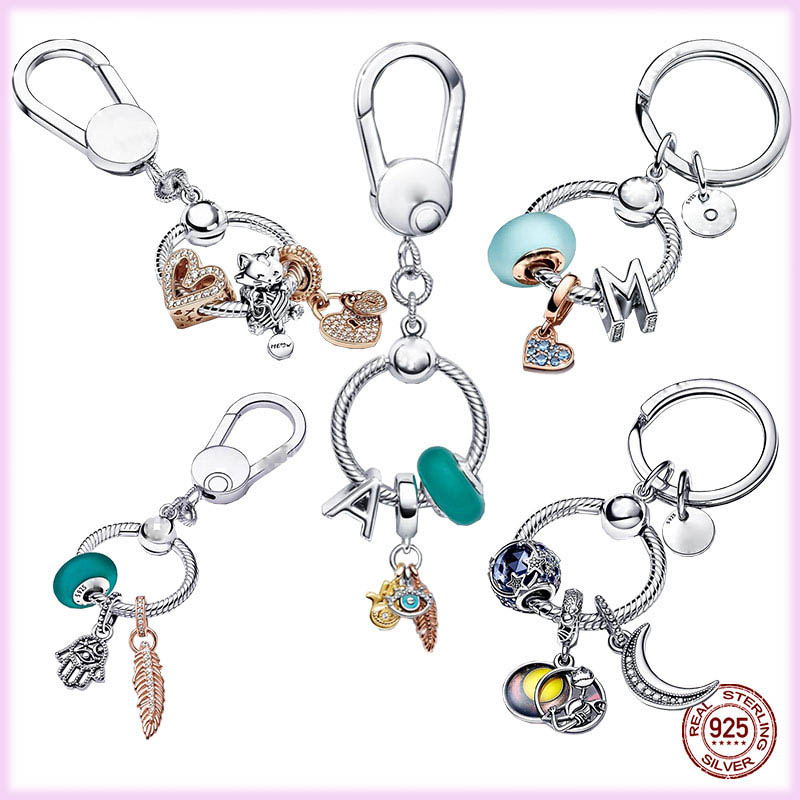 925 Sterling Silver Dangle Charm Keychain Suitable for Women' Fashion Jewelry DIY Keychain Original Jewelry Fashion Accessorie Production
