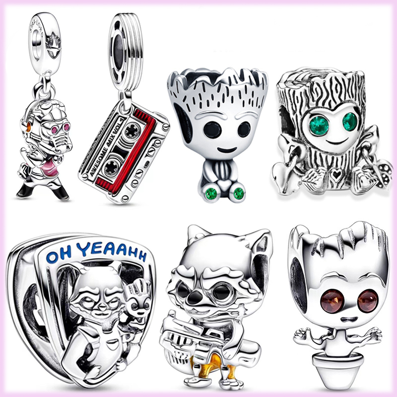 925 Sterling Silver Dangle Charm Anime Rocket Badge Beads Suitable for Bracelet Women Jewelry Fashion Accessories Production